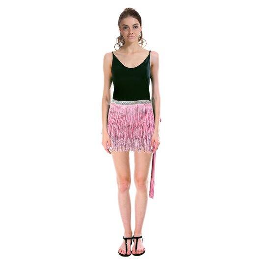 Adult Fringe Skirt Tassel Womens Dance Costume Party in Light Pink