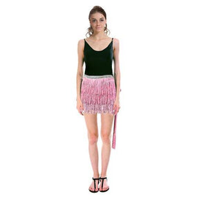Adult Fringe Skirt Tassel Womens Dance Costume Party in Light Pink