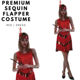 Charleston Sequin Flapper Fringe Costume Tassel Party Fancy Dress 20s 30s - Red