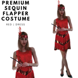 Womens Red Sequin Flapper Fringe Costume - Charleston/Gatsby 1920s/30s