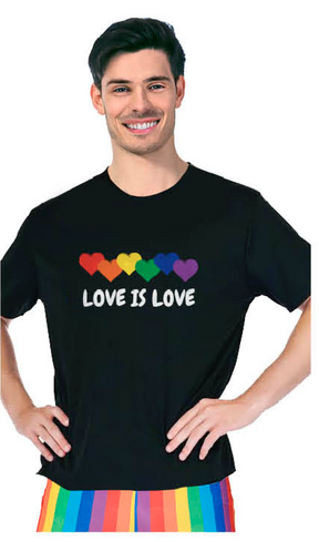 Adult Rainbow Love is Love T-Shirt - Black One Size (Gay Pride/LGBTQ+)