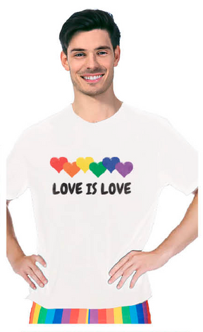 Adult Rainbow Love is Love T-Shirt - White One Size (Gay Pride/LGBTQ+)