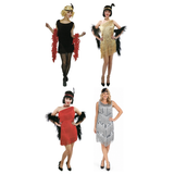 Flapper Group Costume Set - 4pc Black, Gold, Red & Silver Sequin (1920s Gatsby Fancy Dress)