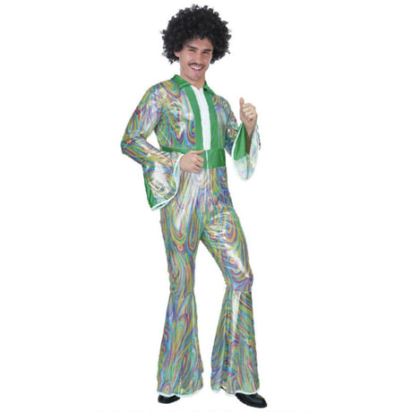 Mens 60's 70's DISCO COSTUME Party Retro Hippie Dancing Rumba Shiny