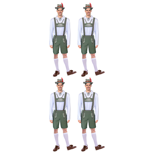 4x Adult Green/White Beer Costume Bulk Pack - Oktoberfest (Halloween & Fancy Dress)