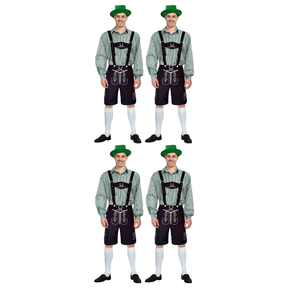 4x Adult Green Checkered Beer Man Costume Bulk Pack - Oktoberfest (Halloween & Fancy Dress)
