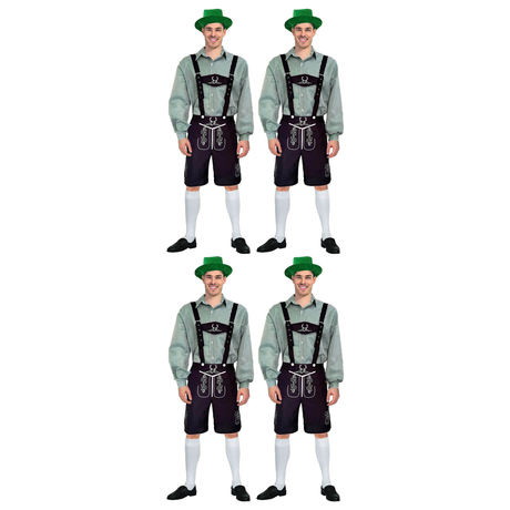 4x Adult Green Checkered Beer Man Costume Bulk Pack - Oktoberfest (Halloween & Fancy Dress)