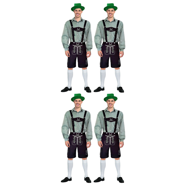 4x Adult Green Checkered Beer Man Costume Bulk Pack - Oktoberfest (Halloween & Fancy Dress)