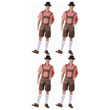 4x Mens Lederhosen Costume Bulk Pack - Oktoberfest Bavarian Beer Man (Halloween & Fancy Dress)