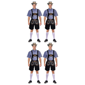 4x Adult Blue Checkered Beer Man Costume Bulk Pack - Oktoberfest (Halloween & Fancy Dress)