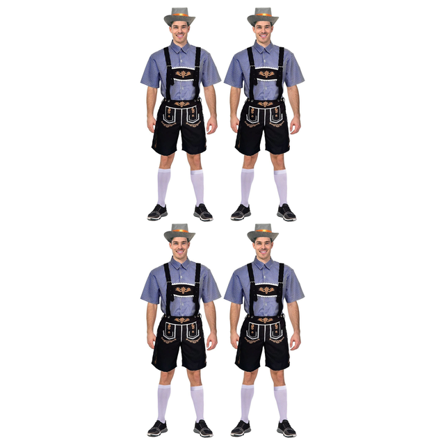 4x Adult Blue Checkered Beer Man Costume Bulk Pack - Oktoberfest (Halloween & Fancy Dress)