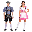 Blue Checkered Lederhosen & Pink Dirndl Beer Girl Couples Costume Set - His & Hers Oktoberfest