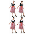 4x Adult Red German Beer Garden Maid Costume Bulk Pack - Oktoberfest Heidi/Bavarian (Halloween & Fancy Dress)