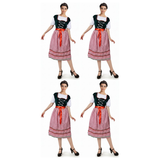 4x Adult Red German Beer Garden Maid Costume Bulk Pack - Oktoberfest Heidi/Bavarian (Halloween & Fancy Dress)