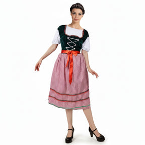 Adult Beer Garden Maid Womens German Heidi Bavarian Oktoberfest Costume in Red