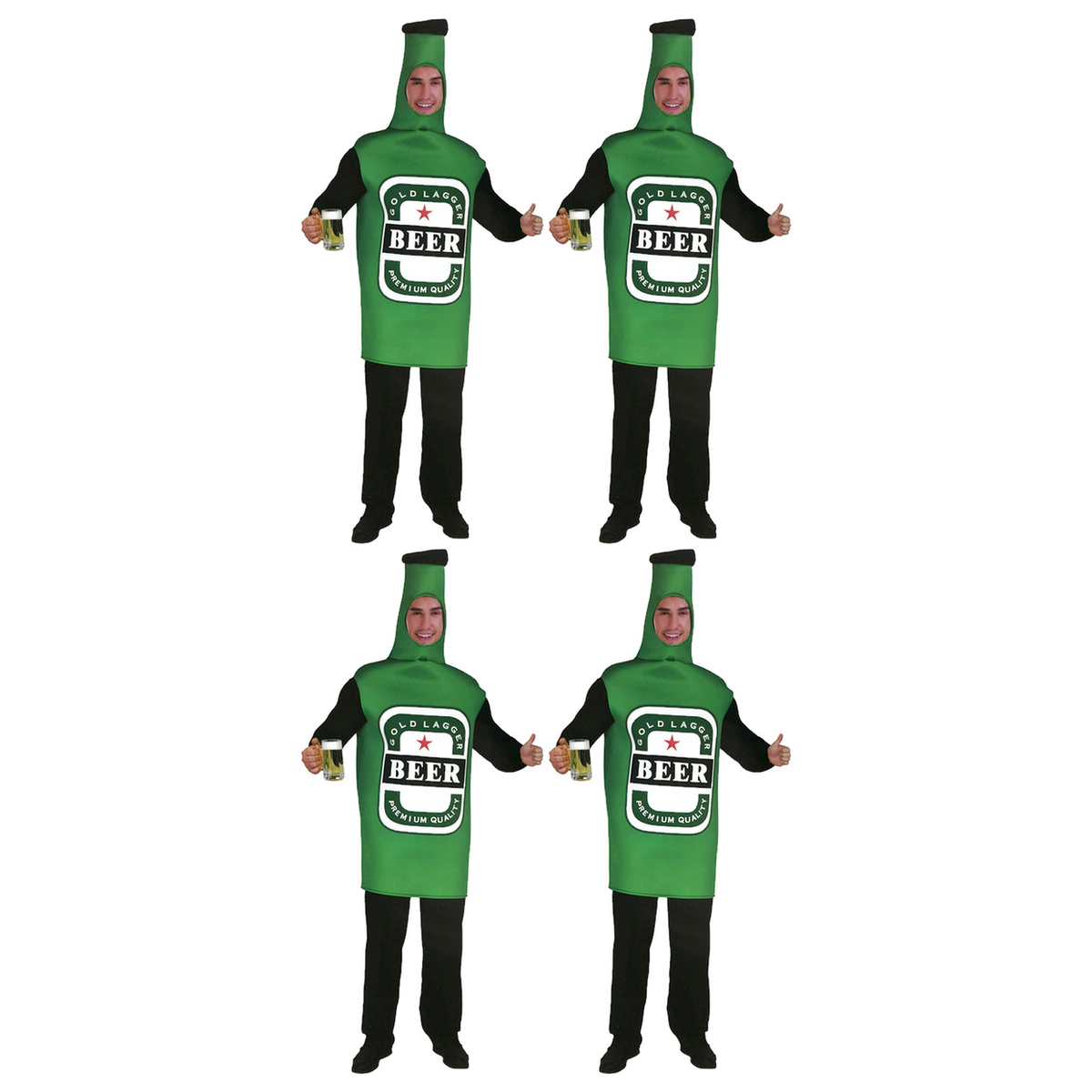 4x Mens Beer Bottle Group Costume Bulk Pack - Oktoberfest Bavarian
