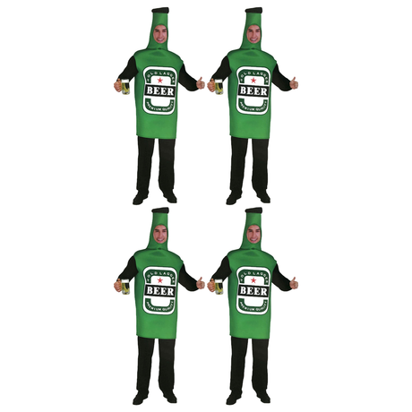 4x Mens Beer Bottle Group Costume Bulk Pack - Oktoberfest Bavarian