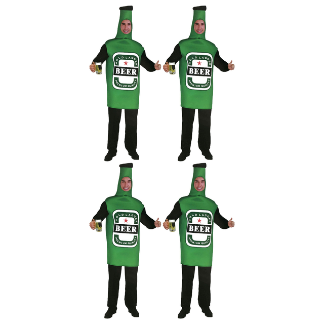 4x Mens Beer Bottle Group Costume Bulk Pack - Oktoberfest Bavarian