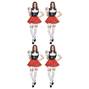 4x Adult Beer Girl Dress Costume Bulk Pack - Oktoberfest Bavarian (Halloween & Fancy Dress)