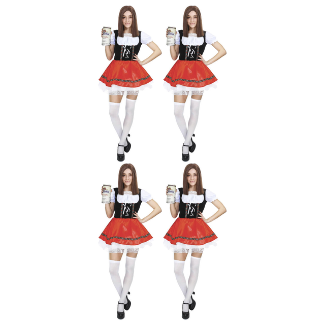 4x Adult Beer Girl Dress Costume Bulk Pack - Oktoberfest Bavarian (Halloween & Fancy Dress)