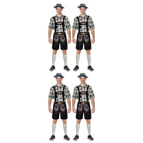 4x Adult Blue & Cream Checkered Beer Man Costume Bulk Pack - Oktoberfest (Halloween & Fancy Dress)