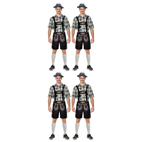 4x Adult Blue & Cream Checkered Beer Man Costume Bulk Pack - Oktoberfest (Halloween & Fancy Dress)