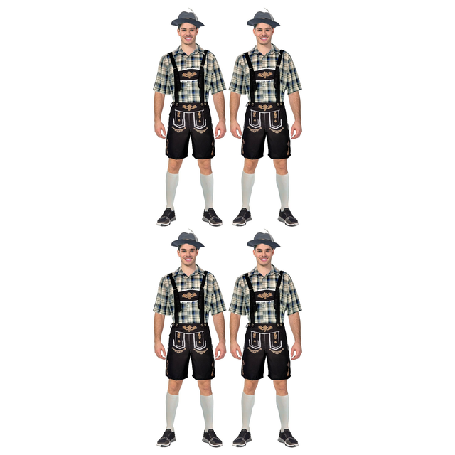 4x Adult Blue & Cream Checkered Beer Man Costume Bulk Pack - Oktoberfest (Halloween & Fancy Dress)