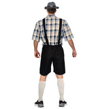 Adult Blue Cream Checkered Beer Man Oktoberfest Costume Halloween Fancy Dress
