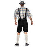 Adult Blue & Cream Checkered Beer Man Costume - Oktoberfest (Halloween & Fancy Dress)