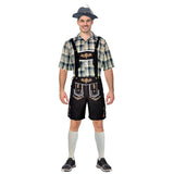 Adult Blue Cream Checkered Beer Man Oktoberfest Costume Halloween Fancy Dress - L/XL (175-185cm Height)