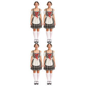 4x Womens Black Oktoberfest Beer Girl Costume Bulk Pack - Bavarian (Halloween & Fancy Dress)