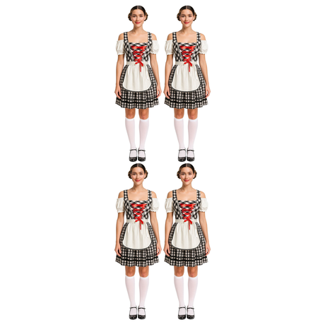 4x Womens Black Oktoberfest Beer Girl Costume Bulk Pack - Bavarian (Halloween & Fancy Dress)