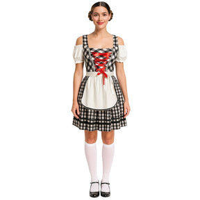 Womens Oktoberfest Bavarian Beer Girl Costume Adult Fancy Dress Outfit in Black