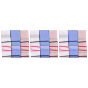 9x 100% Cotton Handkerchief Pack Pack - Mixed Assortment for Men/Women (30x30cm)