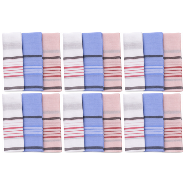 18x 100% Cotton Handkerchief Pack Bulk Pack - Mixed Assortment for Men/Women (30x30cm)