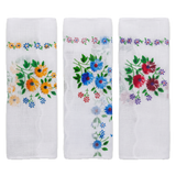 3x Womens Floral 100% Cotton Handkerchiefs - Mixed Ladies Hanky Pack (30x30cm)