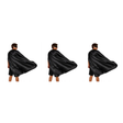 3x Long Black Cape Pack - Vampire Cloak/Adults Superhero Costume for Halloween/Fancy Dress Party