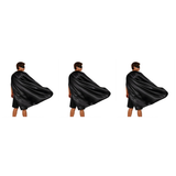 3x Long Black Cape Pack - Vampire Cloak/Adults Superhero Costume for Halloween/Fancy Dress Party
