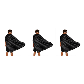 3x Long Black Cape Pack - Vampire Cloak/Adults Superhero Costume for Halloween/Fancy Dress Party
