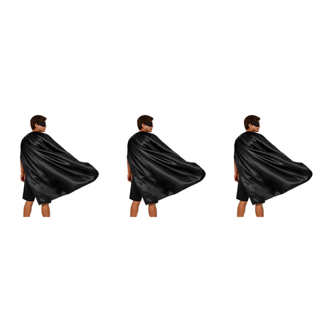 3x Long Black Cape Pack - Vampire Cloak/Adults Superhero Costume for Halloween/Fancy Dress Party