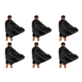 6x Long Black Cape Bulk Pack - Vampire Cloak/Adults Superhero Costume for Halloween/Fancy Dress Party