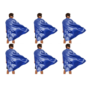 6x Long Blue Cape Bulk Pack - Vampire Cloak/Adults Superhero Costume for Halloween/Fancy Dress Party