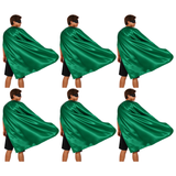 6x Long Green Cape Bulk Pack - Vampire Cloak/Adults Superhero Costume for Halloween/Fancy Dress Party