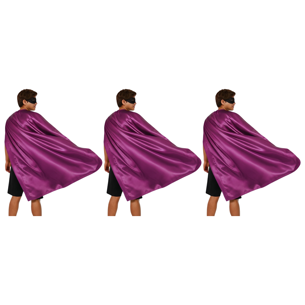 3x Long Pink Cape Pack - Vampire Cloak/Adults Superhero Costume for Halloween/Fancy Dress Party
