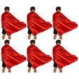 6x Long Red Cape Bulk Pack - Vampire Cloak/Adults Superhero Costume for Halloween/Fancy Dress Party