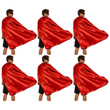6x Long Red Cape Bulk Pack - Vampire Cloak/Adults Superhero Costume for Halloween/Fancy Dress Party