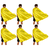 6x Long Yellow Cape Bulk Pack - Vampire Cloak/Adults Superhero Costume for Halloween/Fancy Dress Party