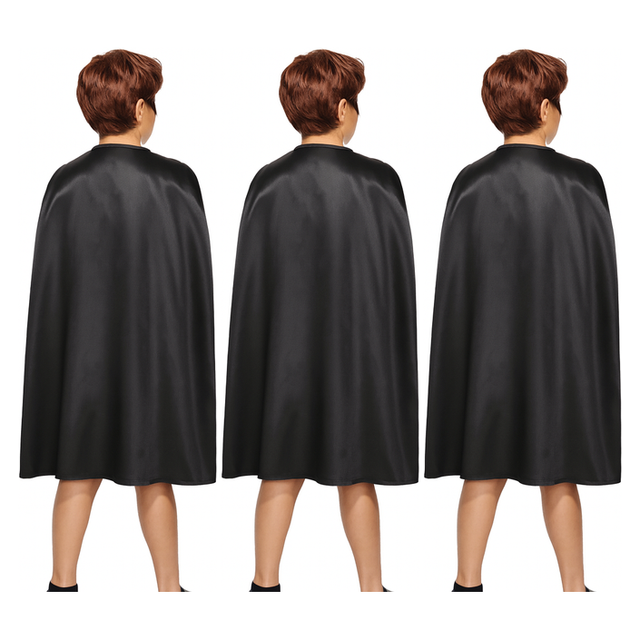 3x Medium Black Cape Pack - Vampire Cloak/Superhero Costume for Halloween/Fancy Dress Party