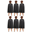 6x Medium Black Cape Bulk Pack - Vampire Cloak/Superhero Costume for Halloween/Fancy Dress Party