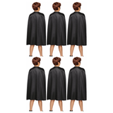 6x Medium Black Cape Bulk Pack - Vampire Cloak/Superhero Costume for Halloween/Fancy Dress Party
